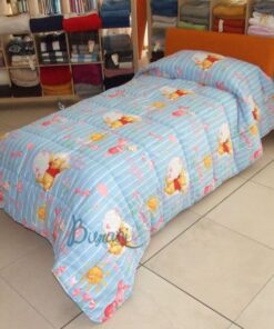 Trapunta Pooh cuori piazza mezzo azzurro Caleffi cm.220x265 - peso invernale-0