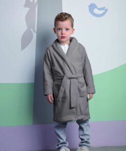 Vestaglia bambino con cintura grigia in pile 6M93693