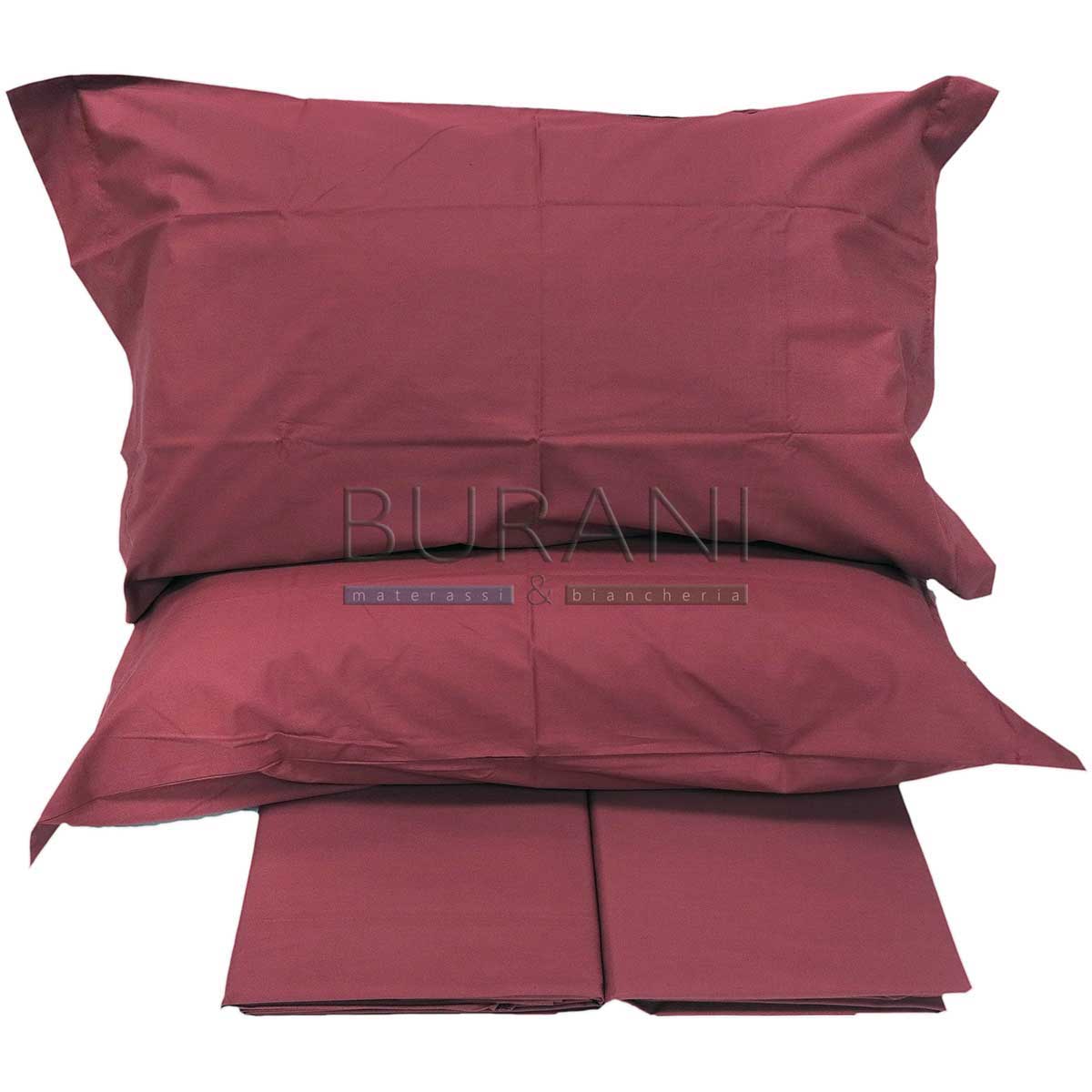 Lenzuolo matrimoniale percalle tinta unita red