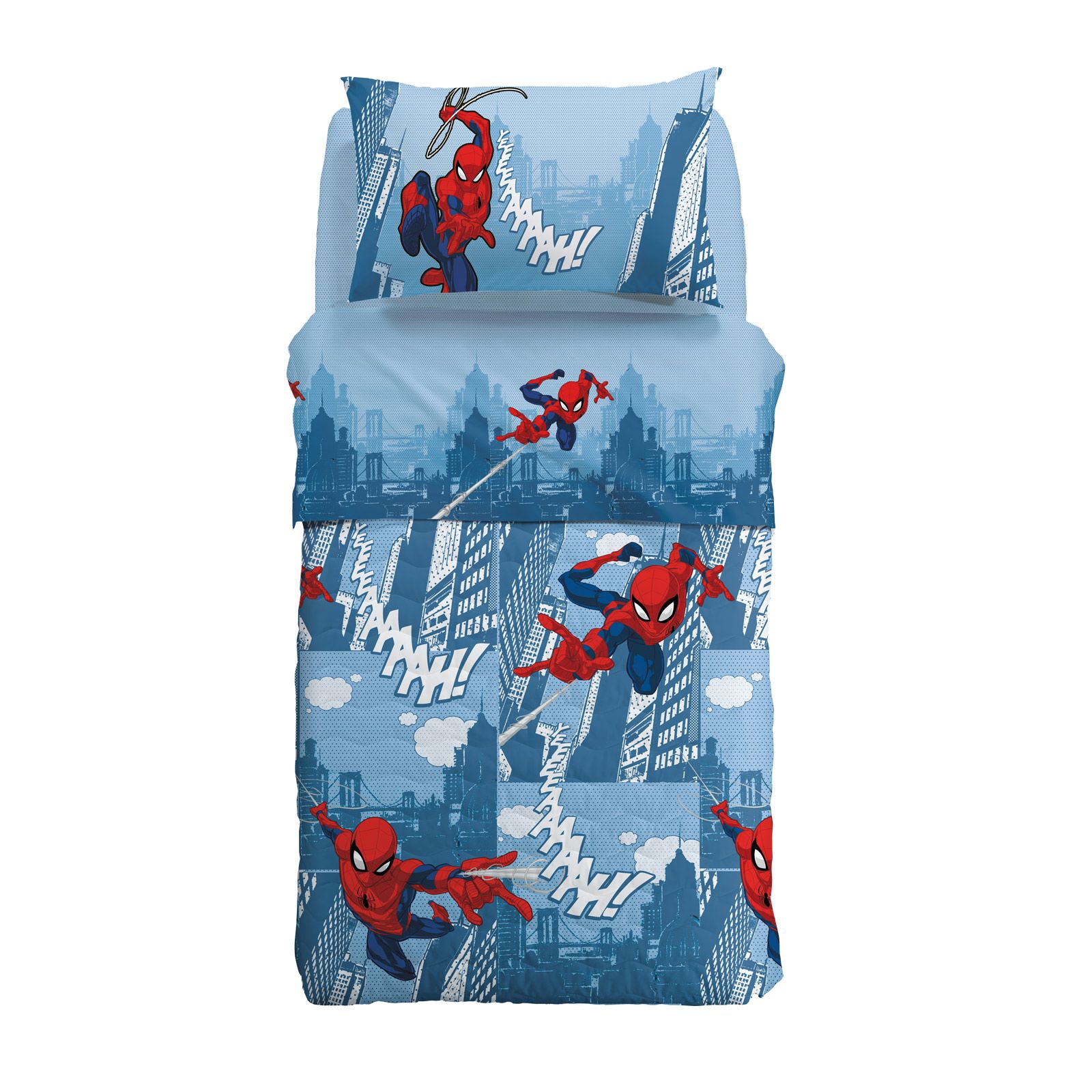 Caleffi Trapunta invernale singola Spiderman città Caleffi azzurro 