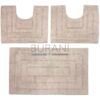 3 PEZZI 1 tappeto 45x75 + 2 cm.45x35 giro water e giro bidet NATURALE