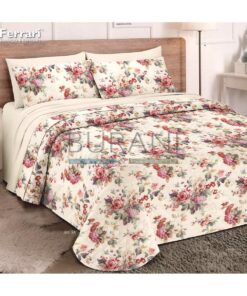 Copriletto trapuntato fiori microfibra