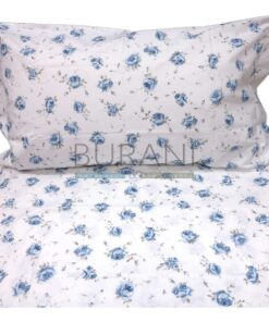 Lenzuolo percalle fiori azzurro