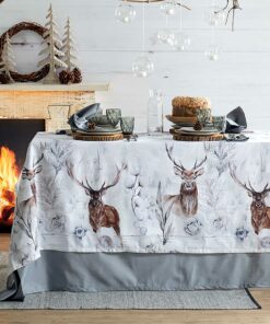 Tovaglia Natale Maison Sucrée Wood misto lino