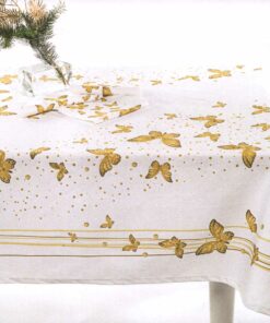 Tovaglia natalizia Caleffi Farfalle dorate