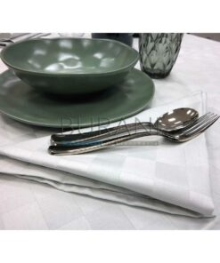 Tovaglia Vallesusa jacquard di cotone tinto filo Damier brezza - compreso tovaglioli