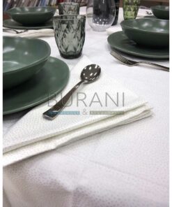 Tovaglia raso Vallesusa Este bianco 8 posti cm.160x225 - compreso tovaglioli