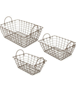 Cestino in filo di metallo con manici