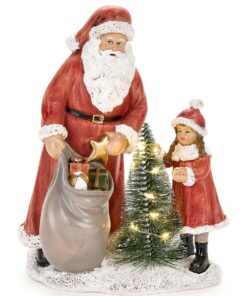 decorazione Babbo Natale con bimbo a led