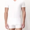 Maglia bianca uomo scollo V cotone Perofil_3