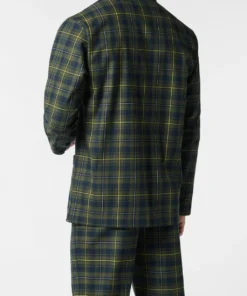 Pigiama uomo flanella aperto con collo verde vprt93213