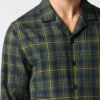 Pigiama uomo flanella aperto con collo verde vprt93213
