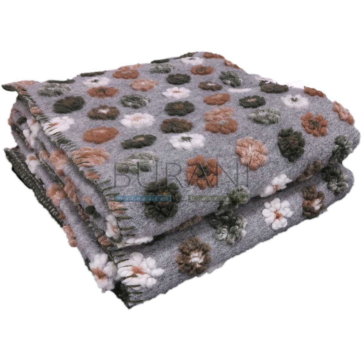 Plaid lana cotta Margherite GRIGIO
