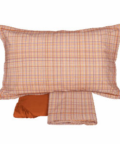 Lenzuola matrimoniale scozzese Fazzini criss cross arancio