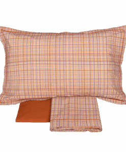Lenzuola matrimoniale scozzese Fazzini criss cross arancio