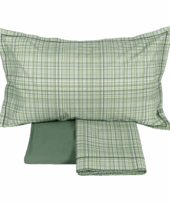 Lenzuola matrimoniale scozzese Fazzini criss cross verde.3