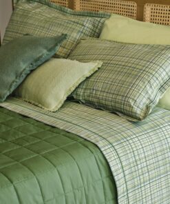 Lenzuola matrimoniale scozzese Fazzini criss cross verde.3
