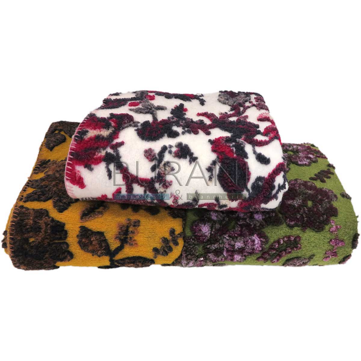 Plaid in lana cotta fiori