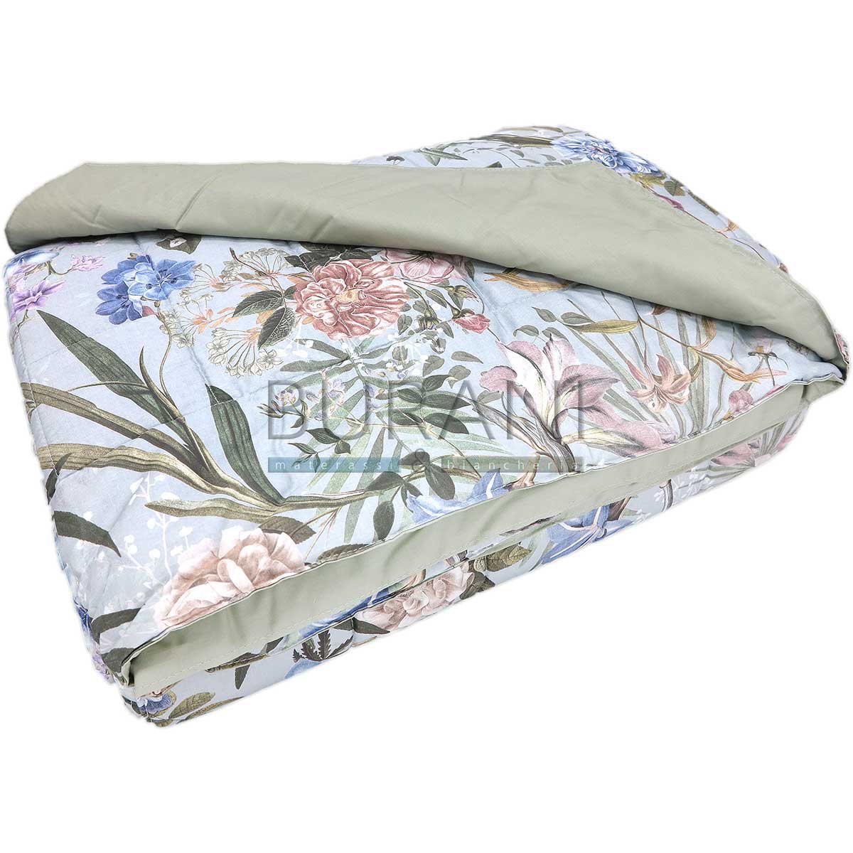 Copriletto trapuntato Fazzini Reggio Emilia vanitas azzurro