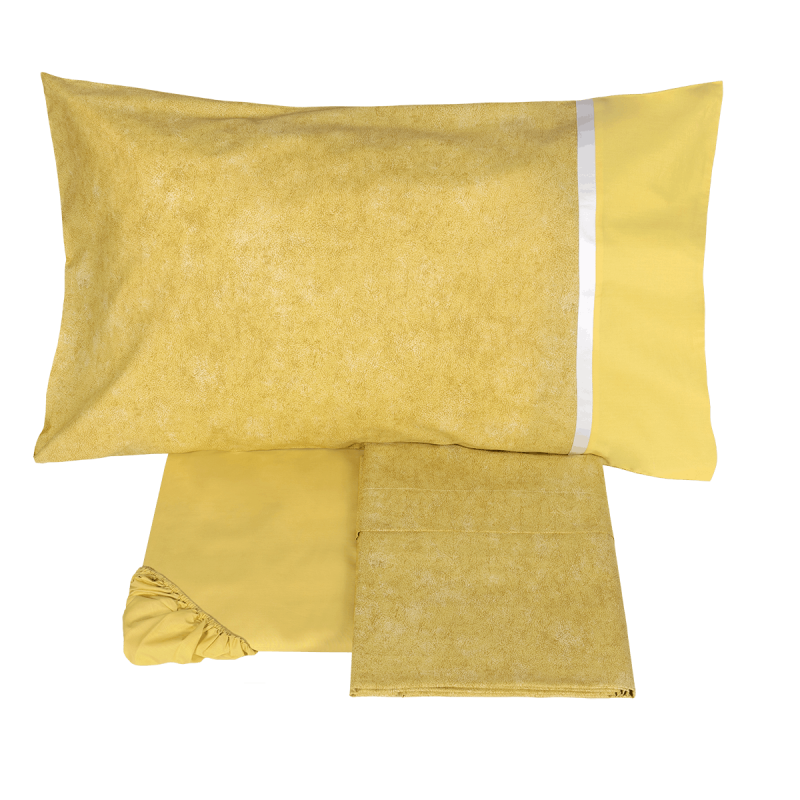 Lenzuolo copriletto matrimoniale Fazzini Galuchat giallo 8 tessuto percalle - immagine 2