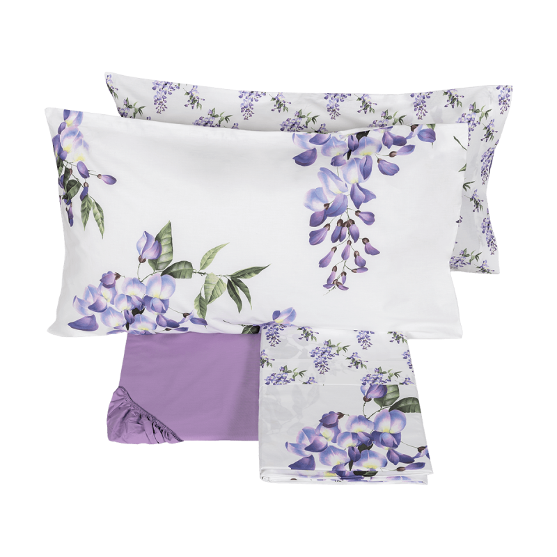 Lenzuolo copriletto matrimoniale percalle Fazzini Glicine