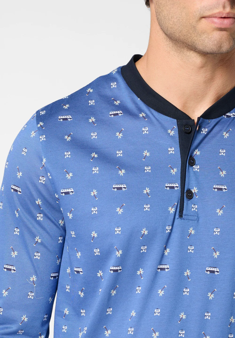 Pigiama uomo primaverile serafino con polsino Perofil VPRT93389 - immagine 3