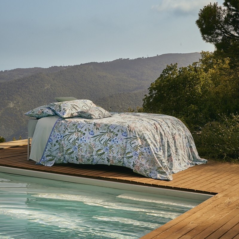 Copriletto trapuntato matrimoniale Fazzini Vanitas 3 verde azzurro - immagine 2