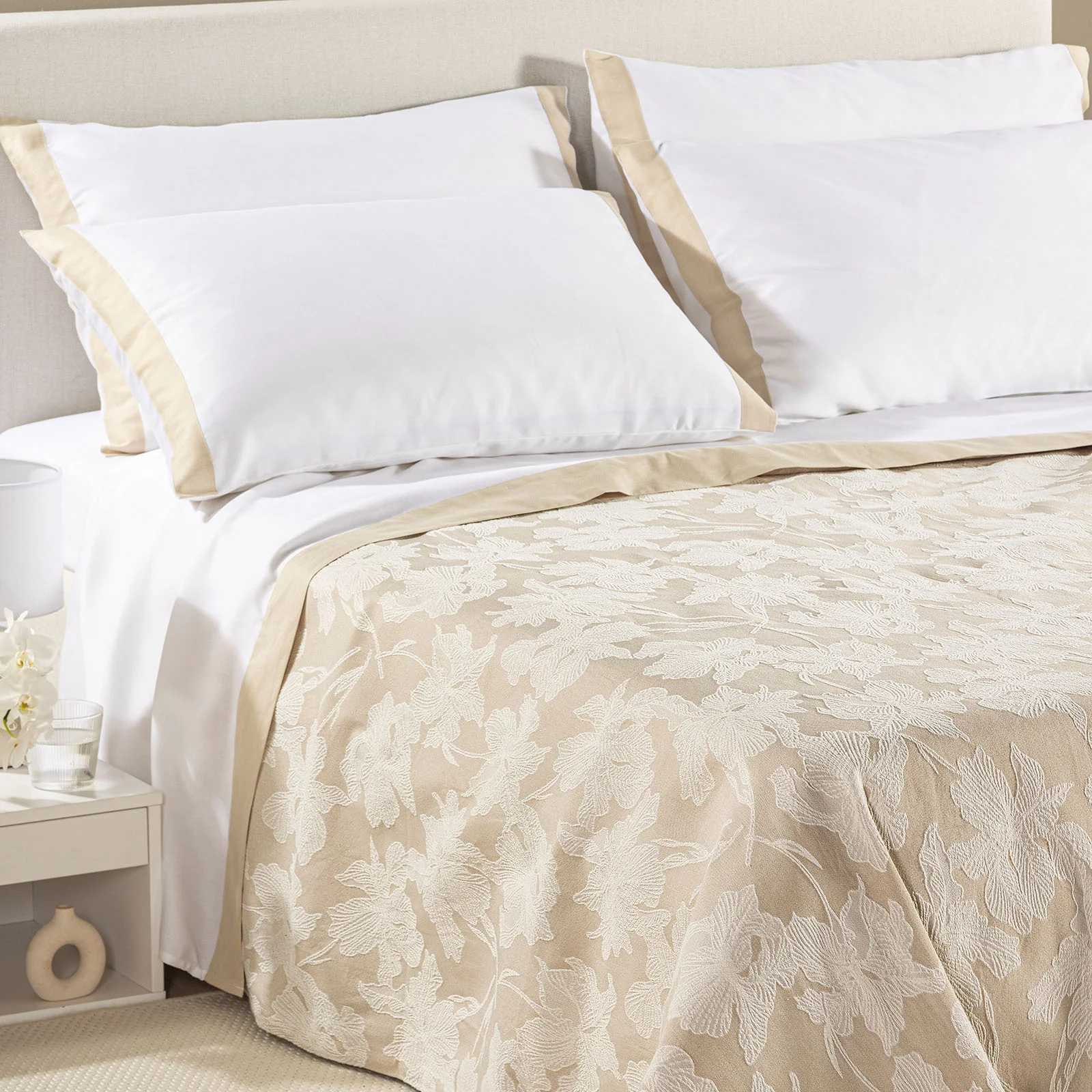 Copriletto non trapuntato matrimoniale Caleffi Cala Luna natural .1