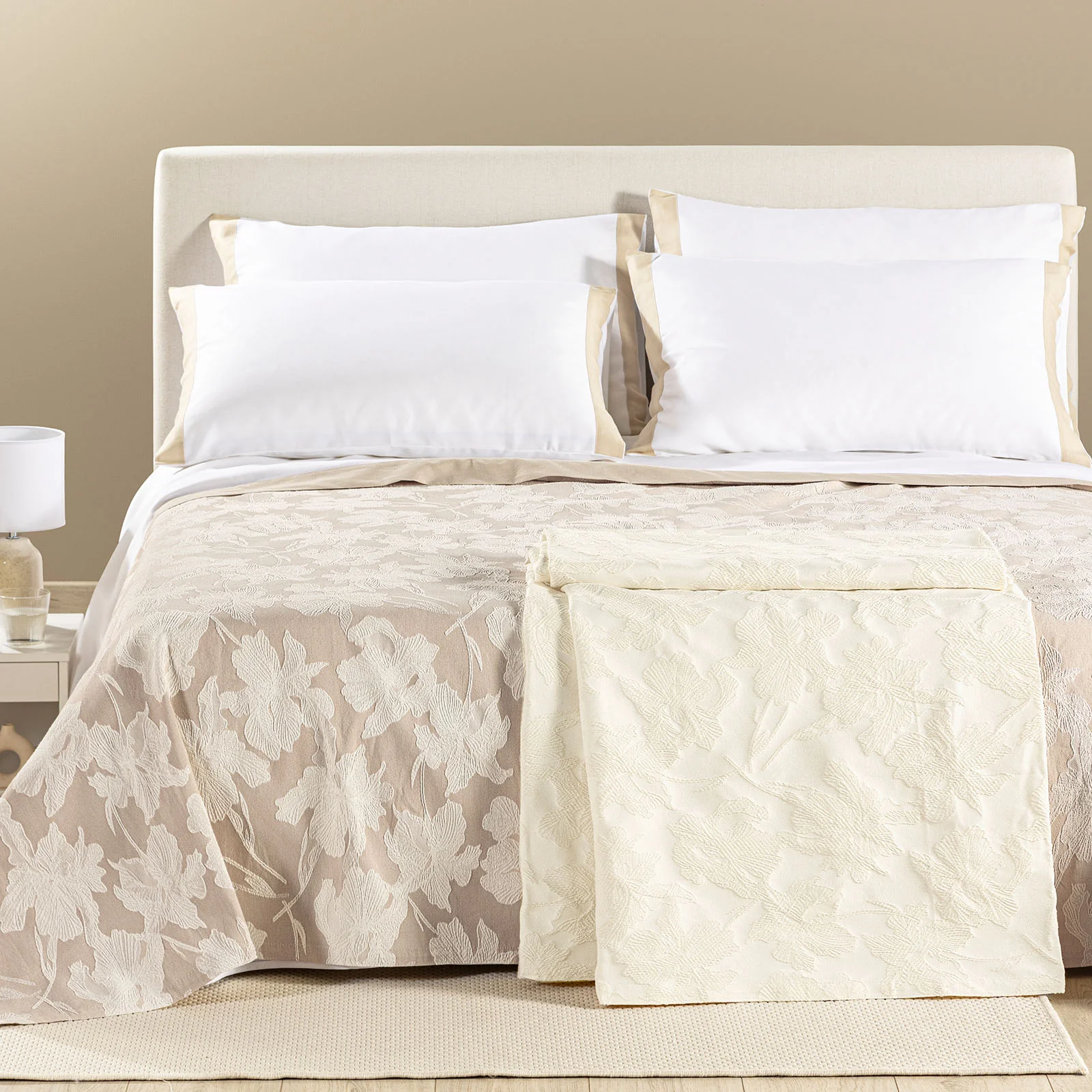 Copriletto non trapuntato matrimoniale Caleffi Cala Luna natural .1