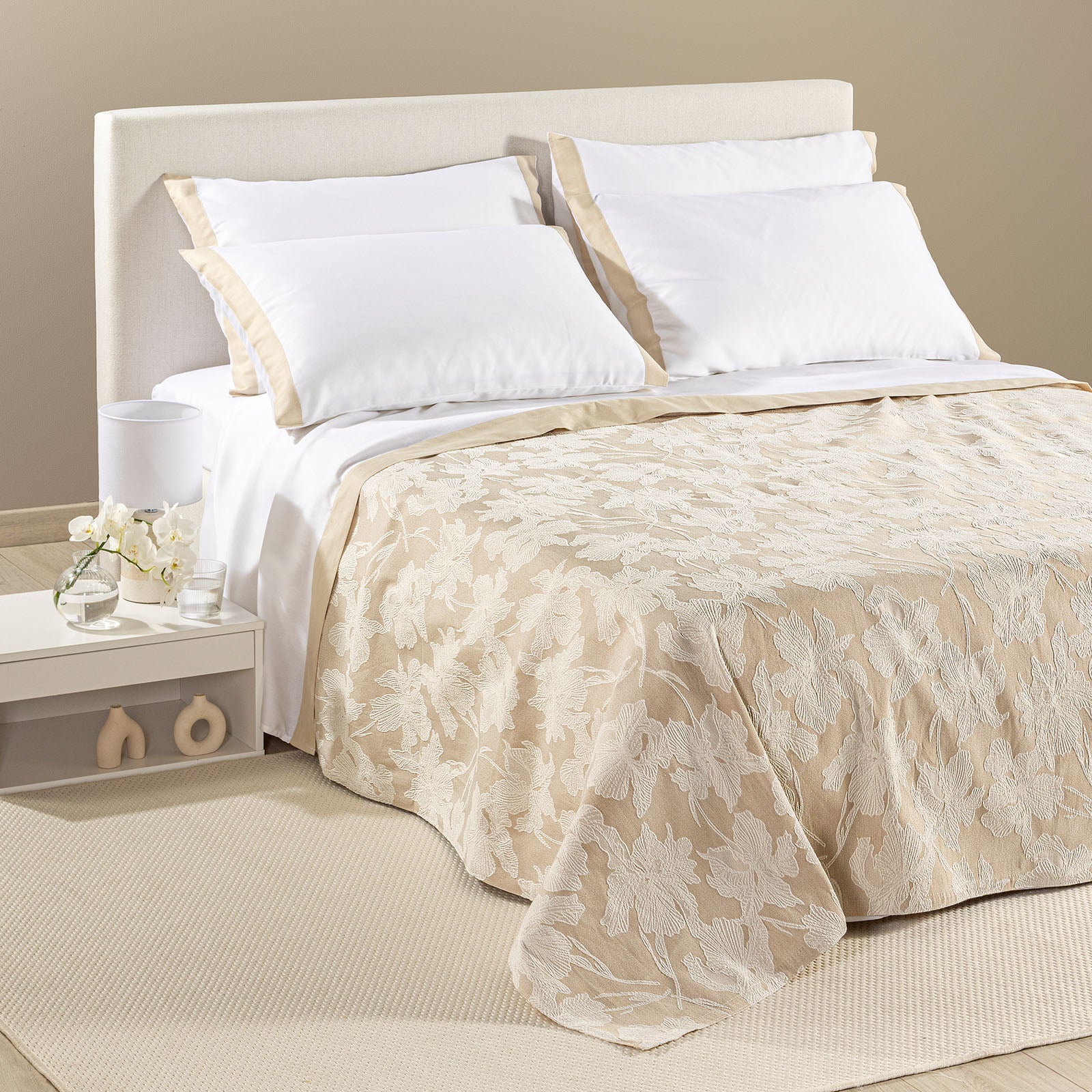 Copriletto non trapuntato matrimoniale Caleffi Cala Luna natural .1