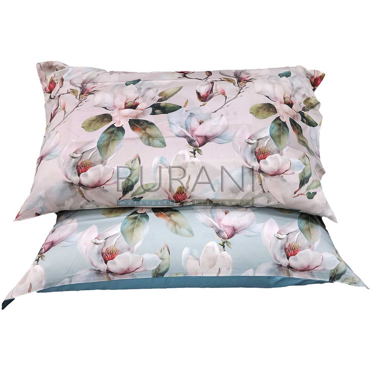 Federe fiorate raso di cotone - coppia