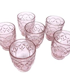 Set 6 Bicchieri vetro rosa