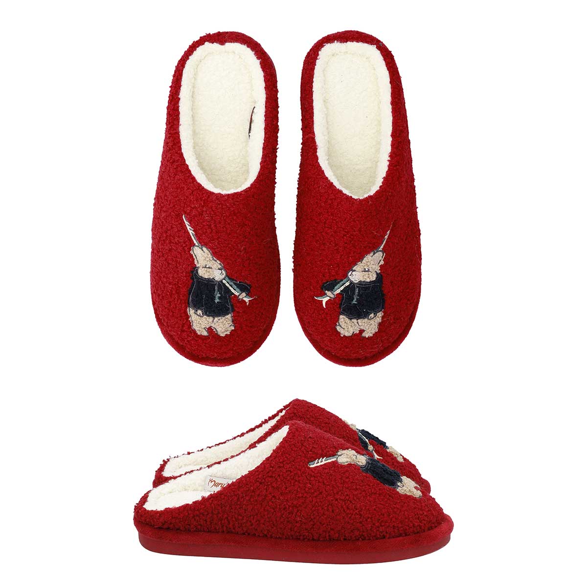 Pantofole donna invernali rosso con coniglio 6A56079