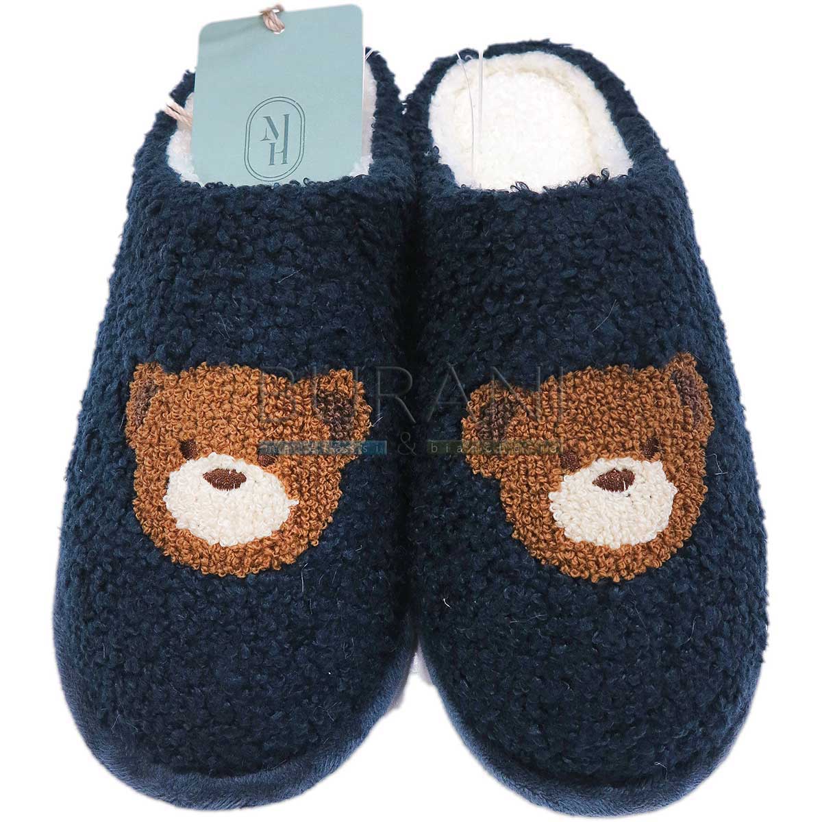 Pantofole invernali blu con orso 6A55006