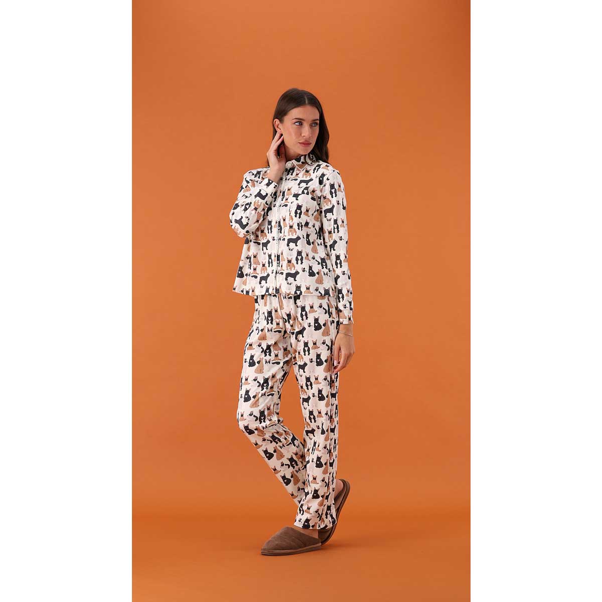 Pigiama donna aperto cane Bulldog 6P86042_743Z