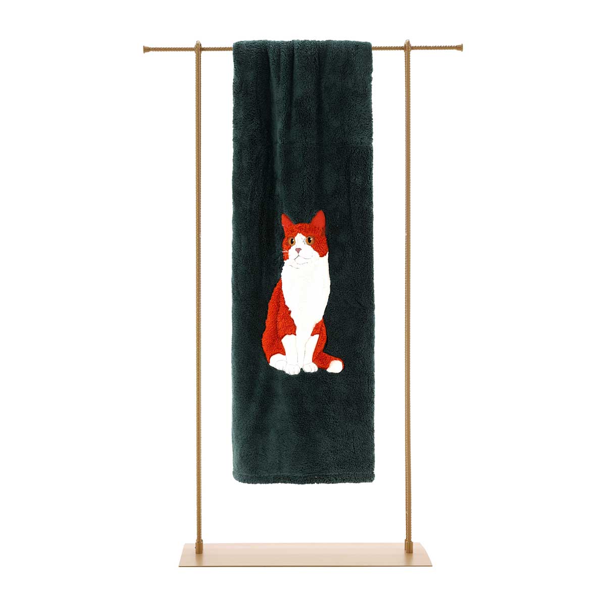 Plaid verde con gatto