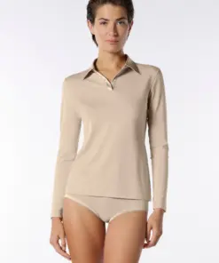 Maglia Polo Manica Lunga in Cotone e Modal Perfect Line Cotton naturale vobt01677