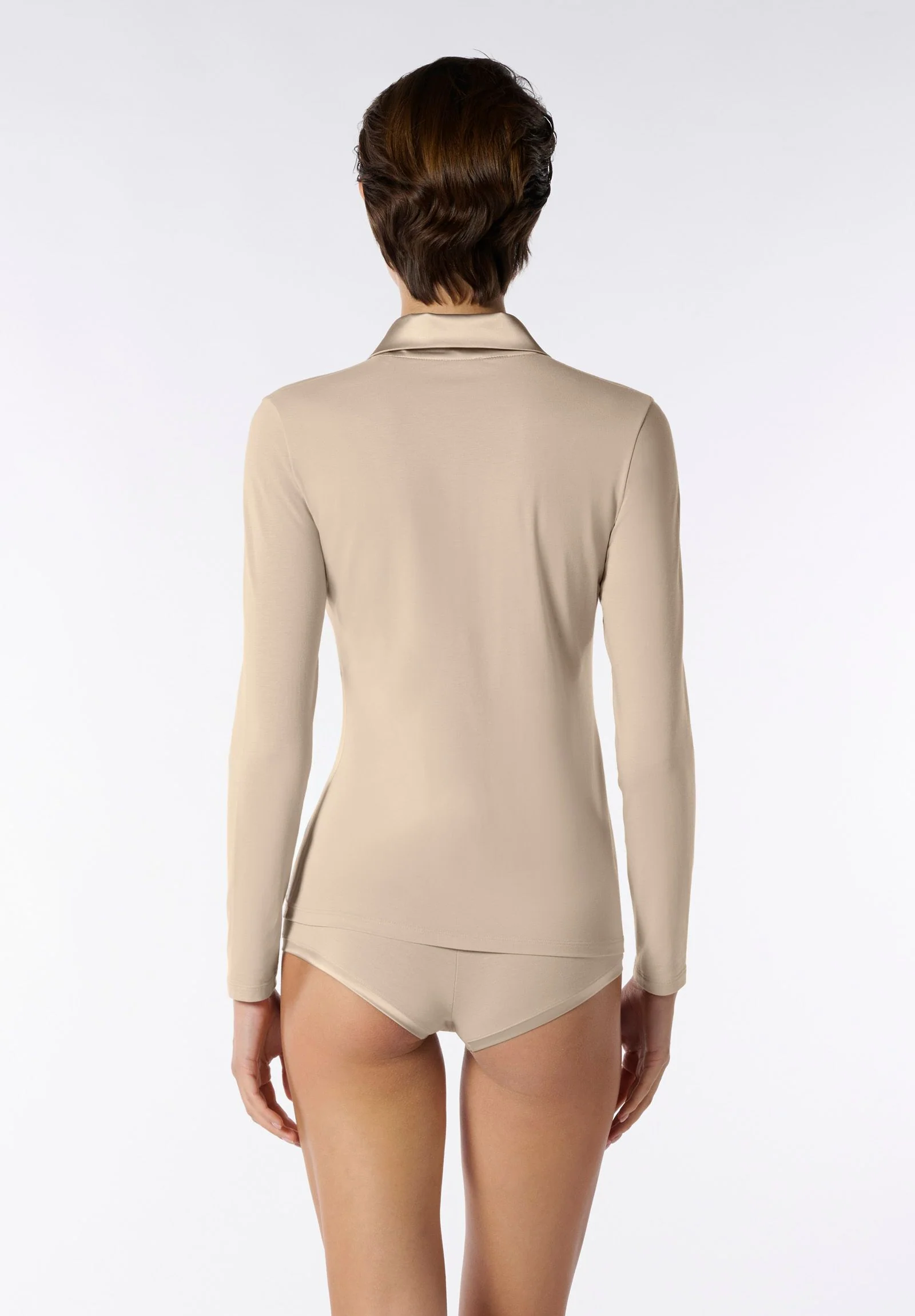 Maglia Polo Manica Lunga in Cotone e Modal Perfect Line Cotton naturale vobt01677