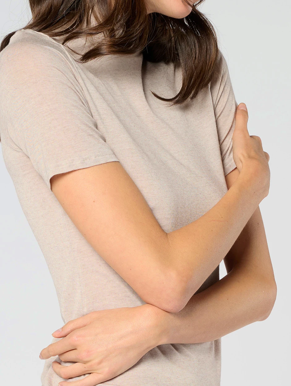 Maglia manica corta in Modal e Cashmere - Perfect line Cashmere - Oroblù VOBT68173 naturale