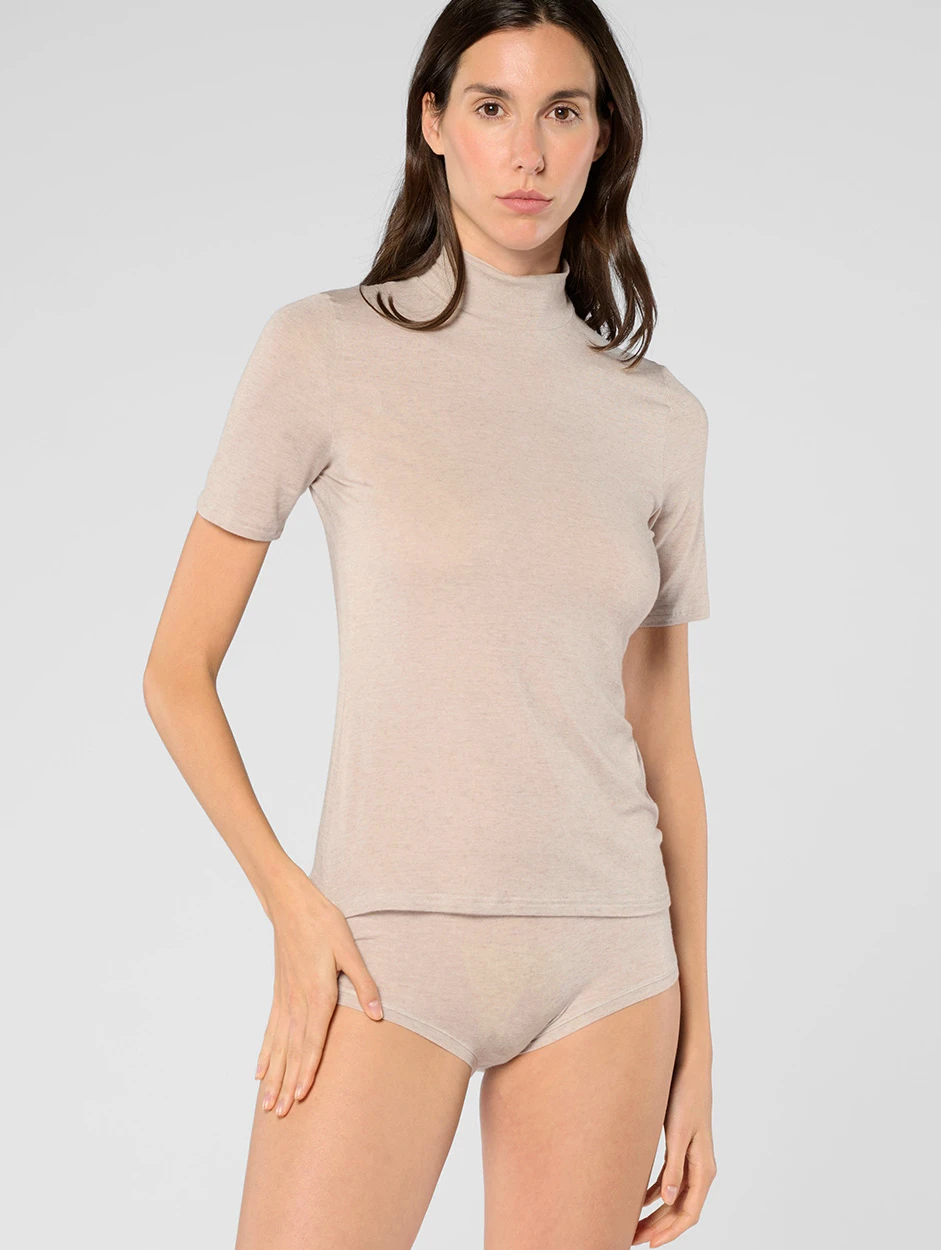 Maglia manica corta in Modal e Cashmere - Perfect line Cashmere - Oroblù VOBT68173 naturale