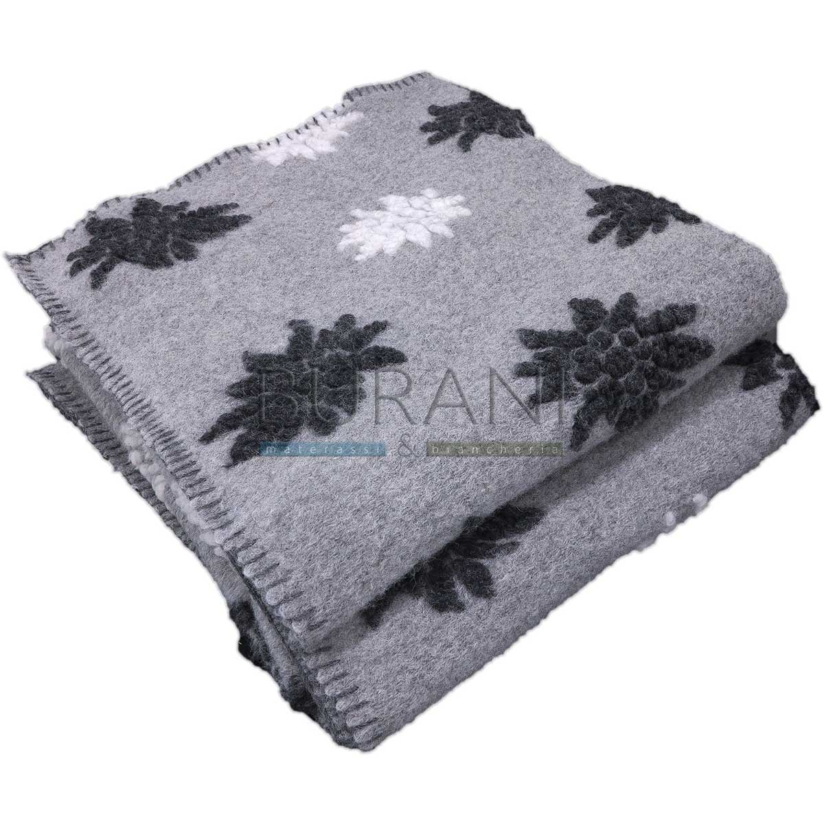 Plaid di lana cotta Stella Alpina GRIGIO