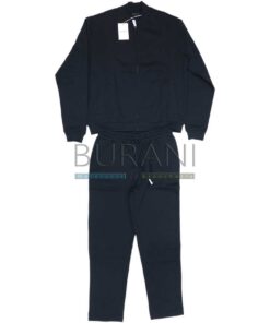 Tuta felpata blu - Maglia aperta +pantalone