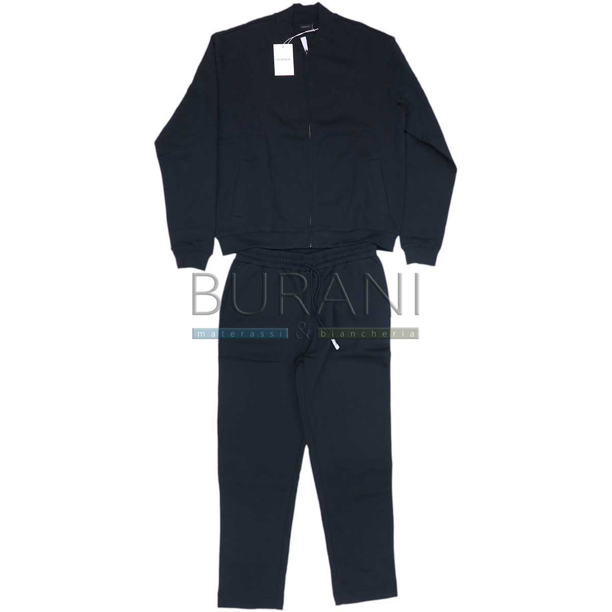 Tuta felpata blu - Maglia aperta +pantalone