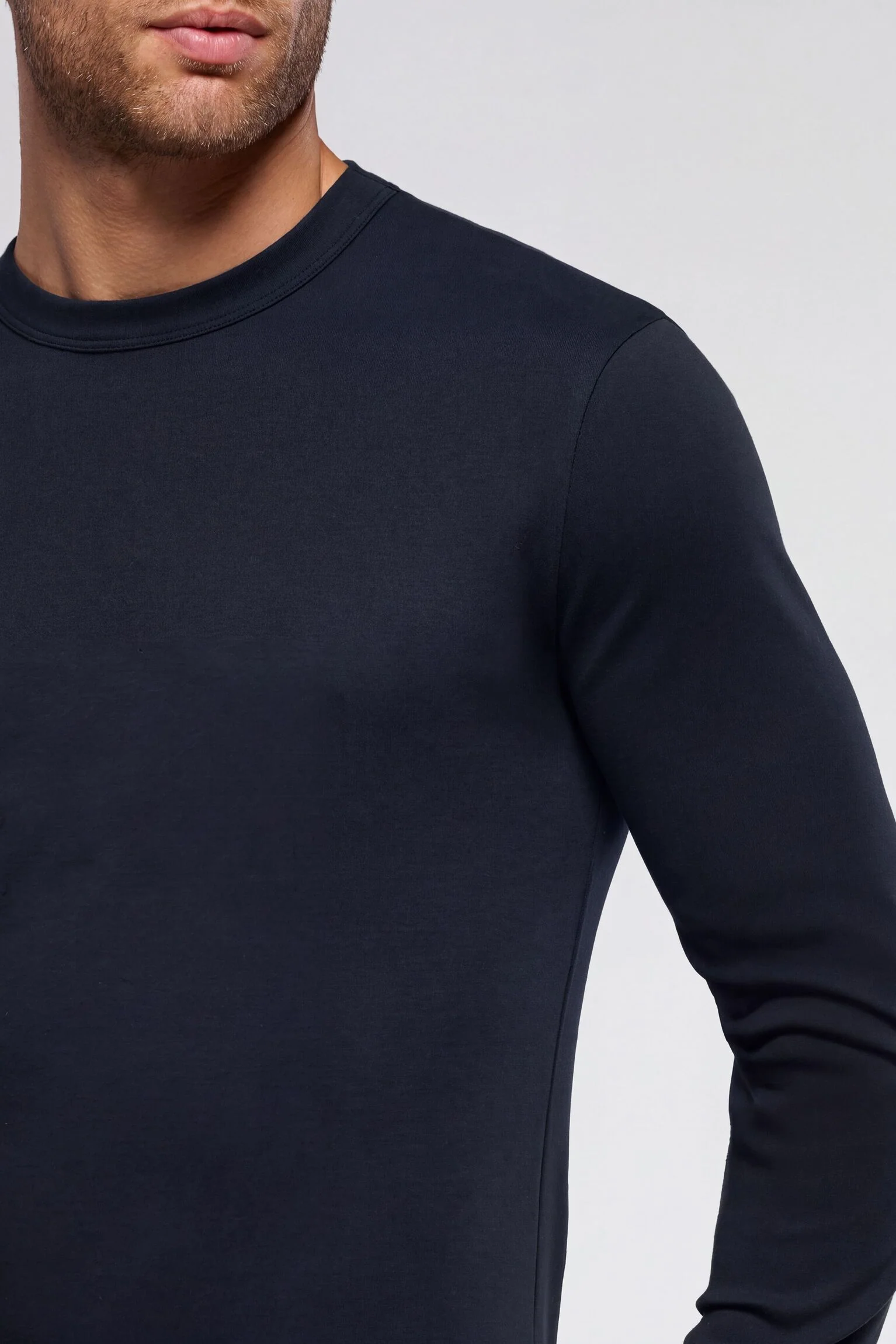 maglia uomo manica lunga caldo cotone blu vprt91157