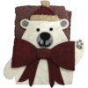 Lavette spugna cestino Natalizio Bear con 3 lavette LEGNO ROSA
