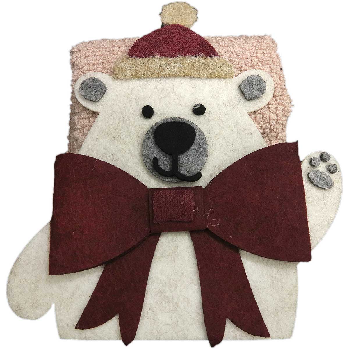 Lavette spugna cestino Natalizio Bear con 3 lavette ROSA CIPRIA