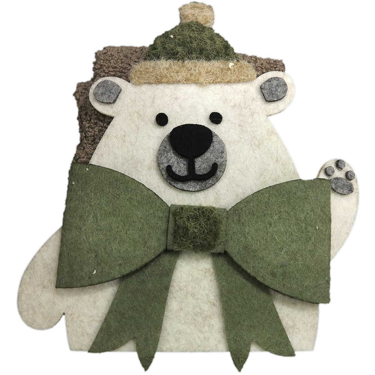 Lavette spugna cestino Natalizio Bear con 3 lavette TAUPE