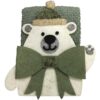 Lavette spugna cestino Natalizio Bear con 3 lavette VERDE EUCALIPTO